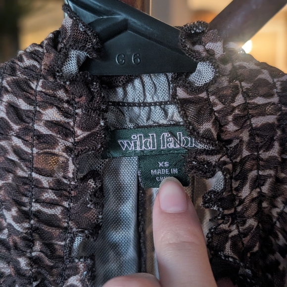 Sheer Smock Neck Leopard Print Blouse - Picture 3 of 3